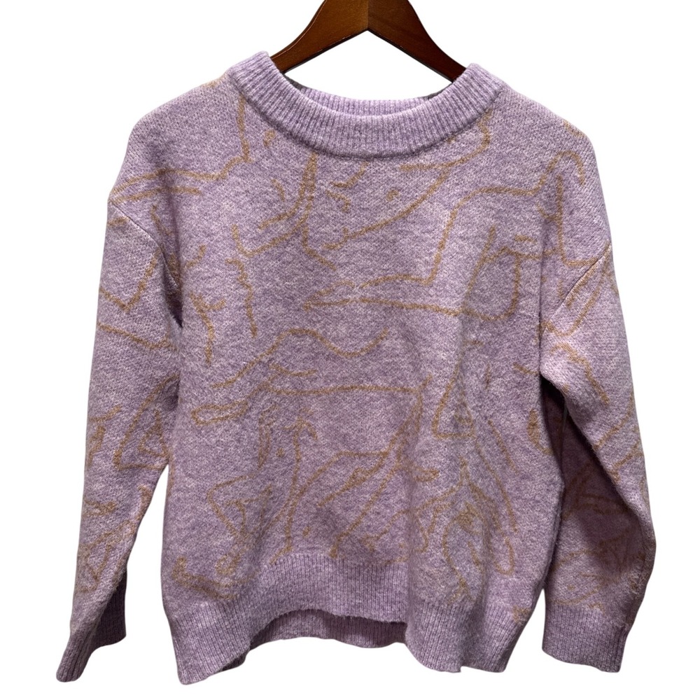FRNCH‎ Paris Women's Lavender Knit Sweater Abstract Design Size M